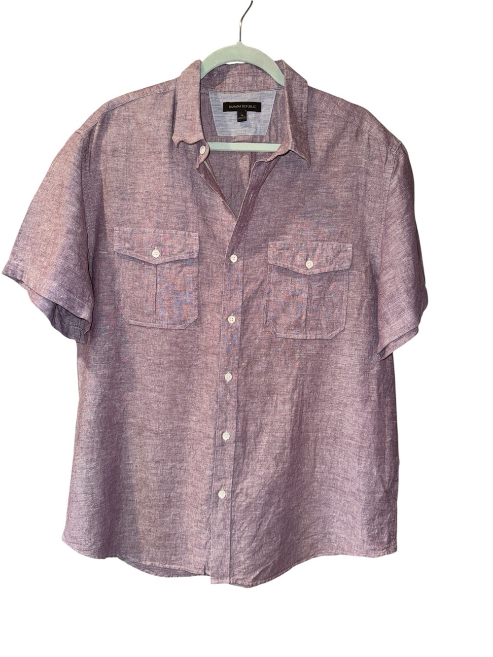 Banana Republic Men's Short-Sleeve‎ Button-Up Shirt - Dusty Rose